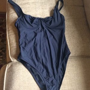 J Crew Black underwire scoop back one piece